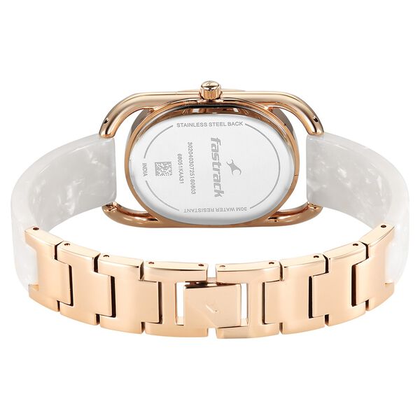 Fastrack Younique Quartz Analog Mother of Pearl Dial Two Toned Acetate & Metal Strap Watch For Girls - image number 5