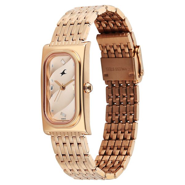 Fastrack Gelato rosegold analog bracelet watch with Caramel dial for Girls - image number 4