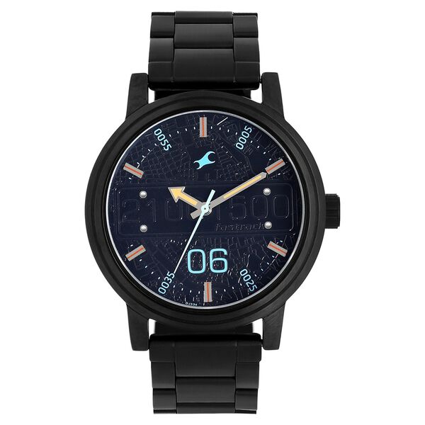 Fastrack Road Trip Quartz Analog Black Dial Stainless Steel Strap Watch for Guys - image number 0