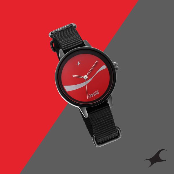 Fastrack Coca Cola Edition By Fastrack Quartz Analog Red Dial Nylon Strap Watch for Girls - image number 0