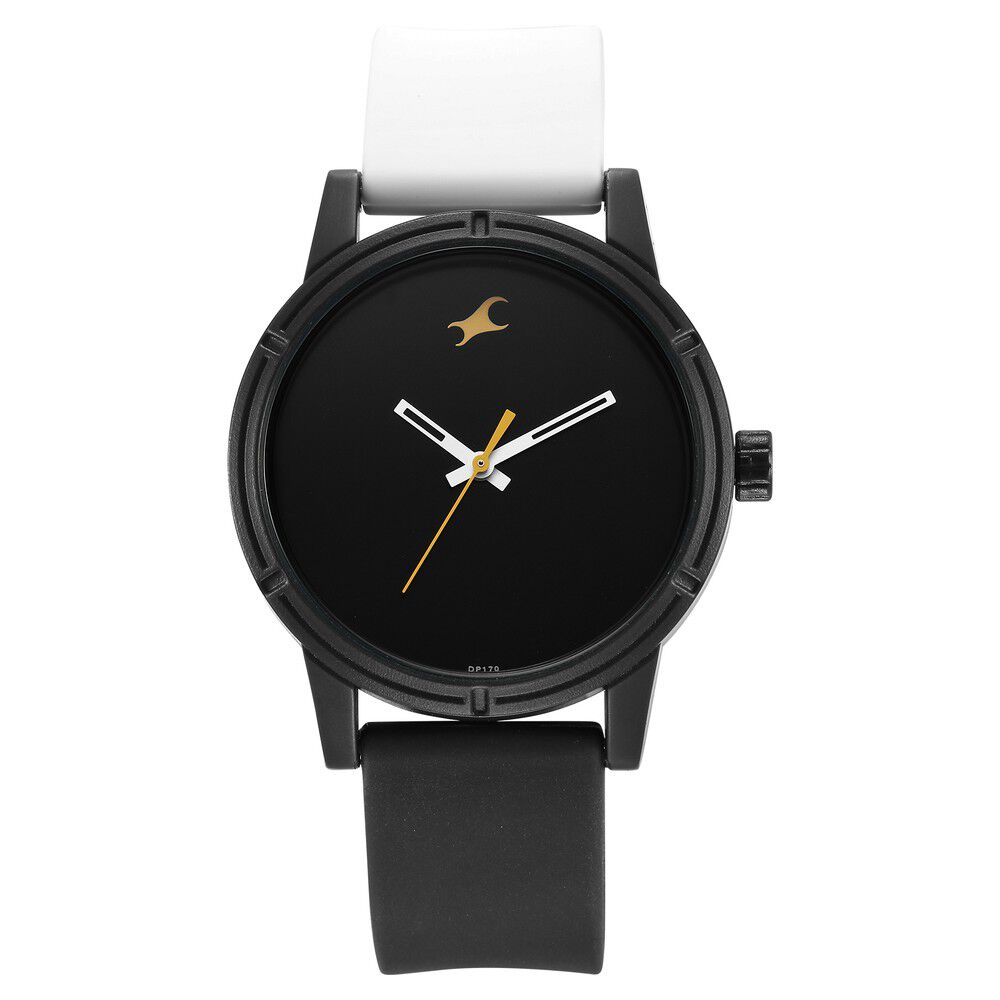 Fastrack Tees Quartz Analog Black Dial Silicone Strap Watch for Guys