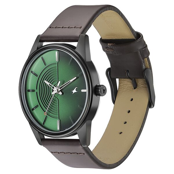 Fastrack Stunners Quartz Analog Green Dial Leather Strap Watch for Guys - image number 2