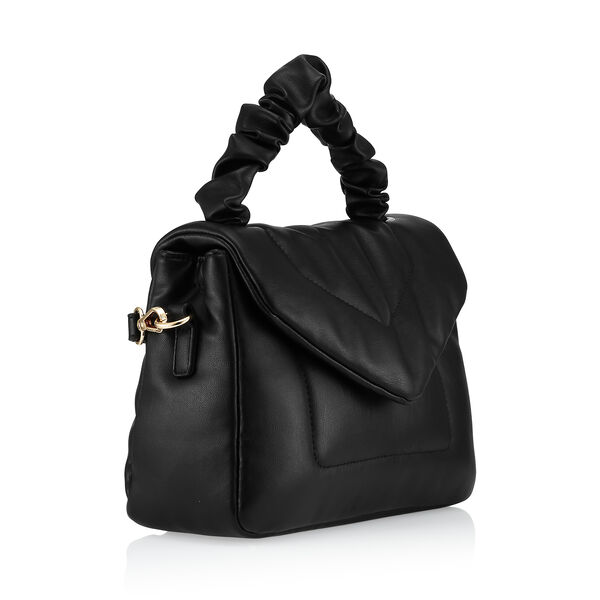 Fastrack Ruched Handle Satchel Bag with Detachable Sling in Black - image number 1