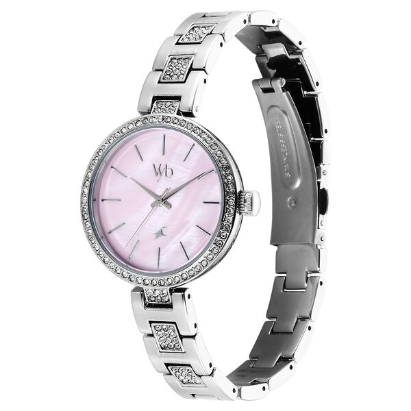 Fastrack Vyb Diva Quartz Analog Mother Of Pearl Dial Silver Metal Strap Watch For Girls - image number 3
