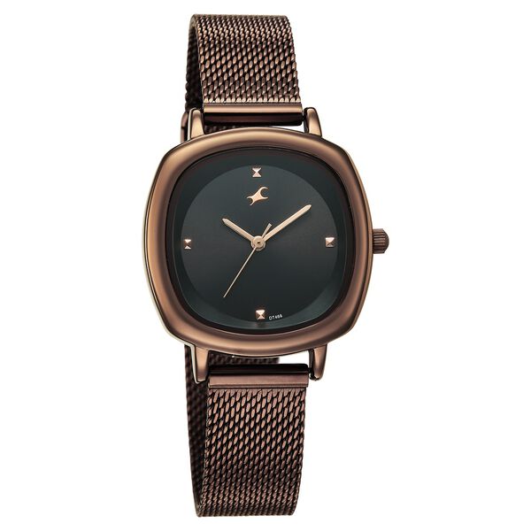 Fastrack Stunners Quartz Analog Black Dial Brown Stainless Steel Strap Watch For Girls - image number 1