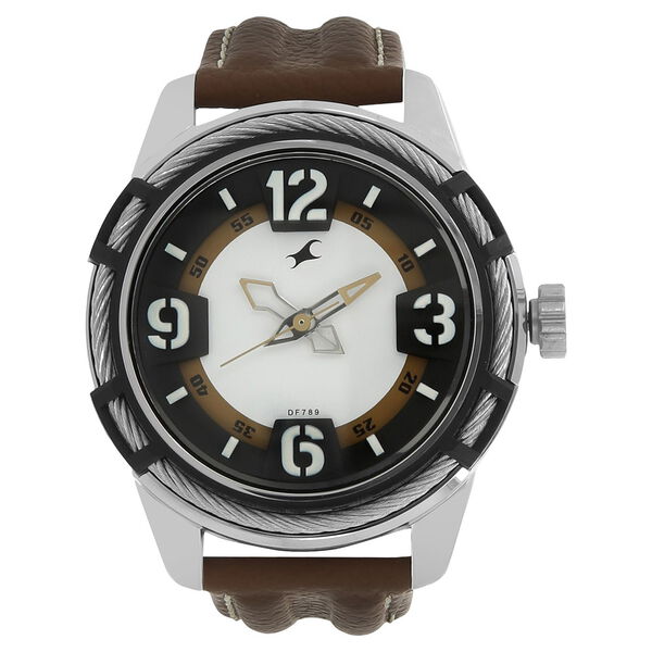 Fastrack Quartz Analog White Dial Leather Strap Watch for Guys - image number 0