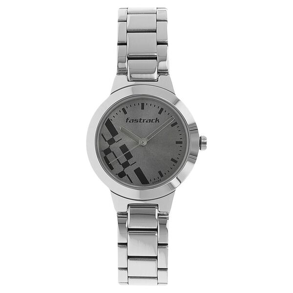 Fastrack Checkmate Quartz Analog Grey Dial Stainless Steel Strap Watch for Girls - image number 0