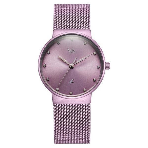 Fastrack Vyb Bliss Quartz Analog Purple Dial Lavender Color Metal Strap Watch For Girls - image number 1