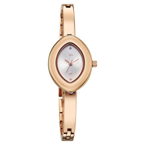 Vyb Luna By Fastrack Quartz Analog White Dial Rose Gold Metal Strap Watch For Girls - image number 1