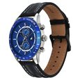Fastrack Overdrive Quartz Chronograph Tachymeter Blue Dial Black Leather Strap Watch For Guys - image number 2