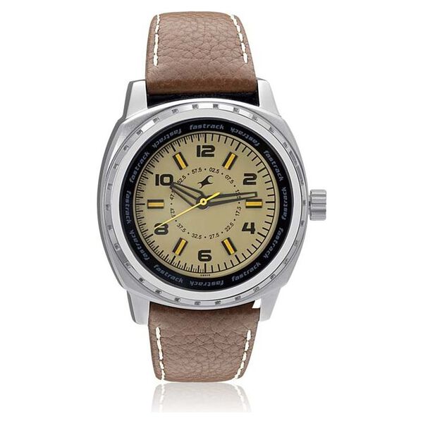 Fastrack Quartz Analog Brown Dial Leather Strap Watch for Guys - image number 0