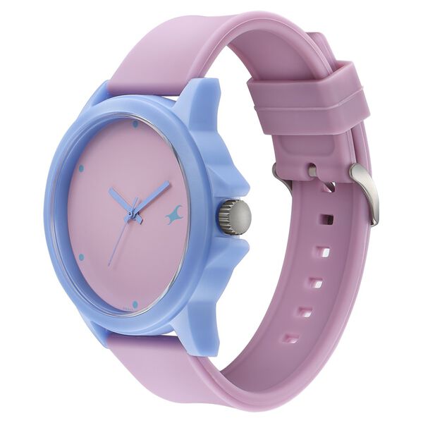 Fastrack Tees Quartz Analog Pink Dial Silicone Strap Unisex Watch - image number 2
