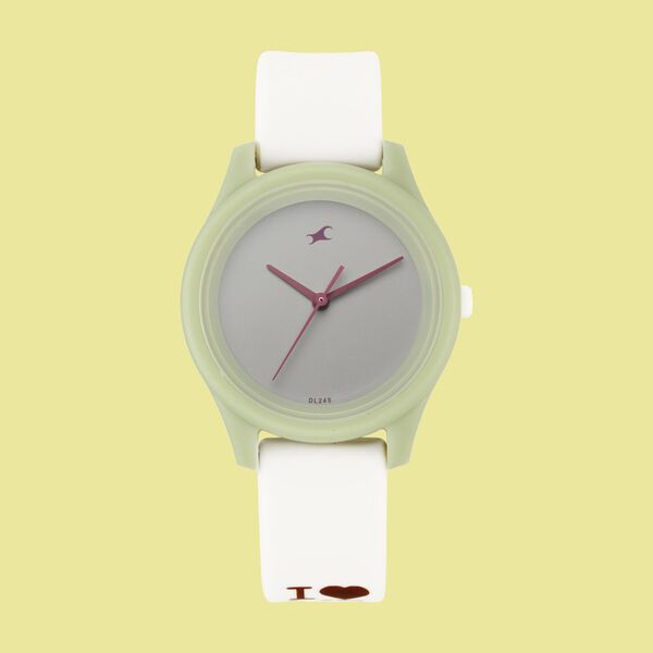 Fastrack Monochrome Quartz Analog Grey Dial Silicone Strap Watch for Girls - image number 1