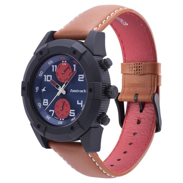 Fastrack Modular Quartz Analog Blue Dial Leather Strap Watch for Guys - image number 2