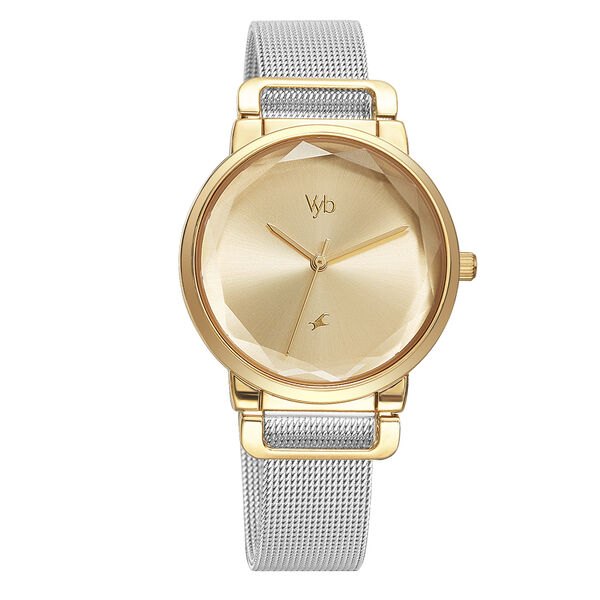 Fastrack Vyb Classique Quartz Analog Golden Dial Stainless Steel Strap Watch for Girls - image number 1