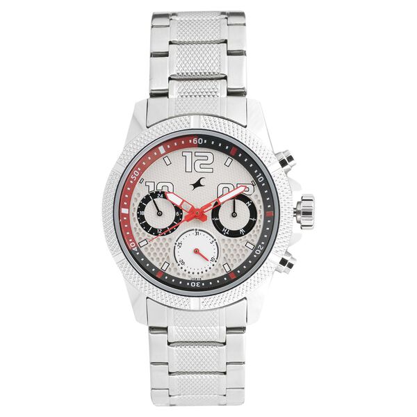 Fastrack Loopholes Quartz Multifunction Silver Dial Stainless Steel Strap Watch for Guys - image number 0