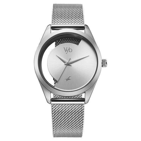 Vyb Runway By Fastrack Quartz Analog Silver Dial Silver Stainless Steel Strap Watch For Girls - image number 1