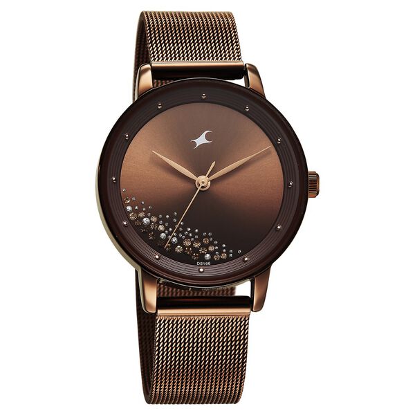Fastrack Style Up Quartz Analog Brown Dial Brown Colour Stainless Steel Strap Watch For Girls - image number 1