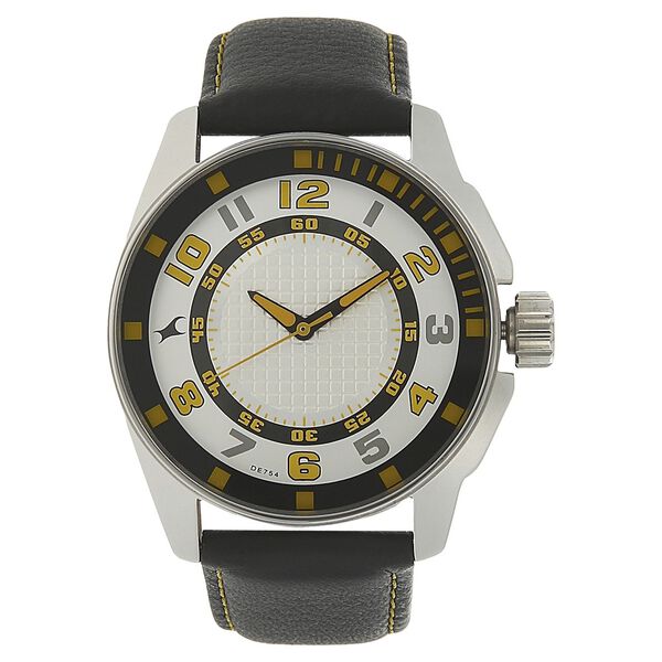 Fastrack Quartz Analog Silver Dial Leather Strap Watch for Guys - image number 0