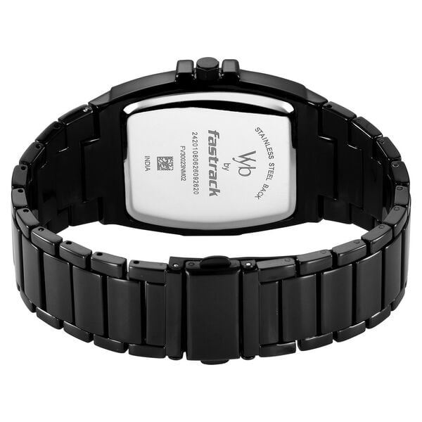Vyb Challenger By Fastrack Quartz Analog Black Dial Black Metal Strap Watch For Guys - image number 6