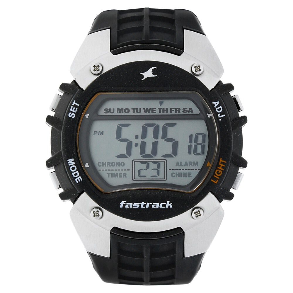 Fastrack Digital Grey Dial Plastic Strap Watch for Guys