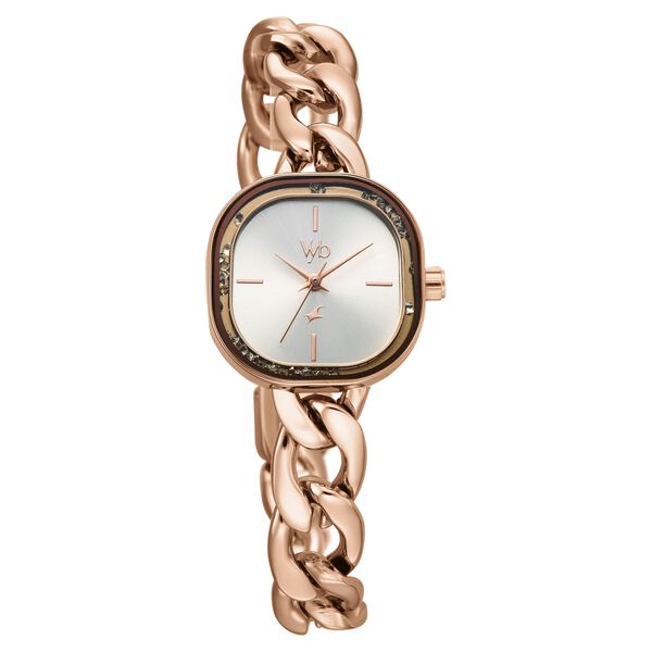 Vyb Starlet By Fastrack Quartz Analog Silver Dial Rose Gold Metal Strap Watch For Girls - image number 1