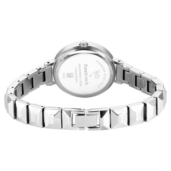 Fastrack Vyb Enigma Quartz Analog Mother of Pearl Dial Silver Color Metal Strap Watch For Girls - image number 5