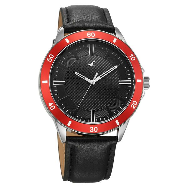 Fastrack Stunners X Quartz Analog Black Dial Leather Strap Watch For Guys - image number 1
