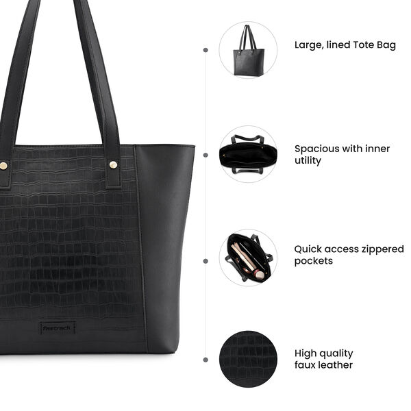 Fastrack Black Large Tote Bag for Women - image number 8
