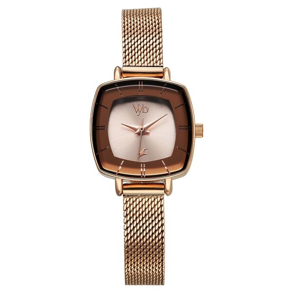 Vyb Seeker By Fastrack Quartz Analog Rose Gold Dial Metal Strap Watch For Girls - image number 2