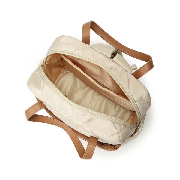 Quilted carry laptop backpack- beige - image number 4
