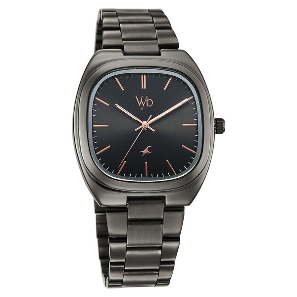 Fastrack Vyb Aviator Quartz Analog Grey Dial Metal Strap Watch For Guys - image number 2