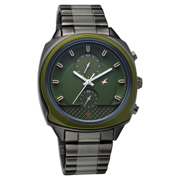 Fastrack Gelato Gunmetal chronograph watch with Pista green dial for Guys - image number 2