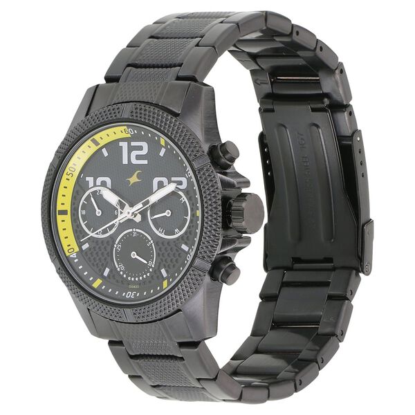 Fastrack Loopholes Quartz Multifunction Black Dial Stainless Steel Strap Watch for Guys - image number 1