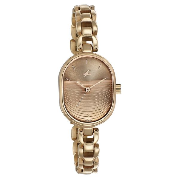 Fastrack Style Up Golden Dial Metal Strap Watch for Girls - image number 0