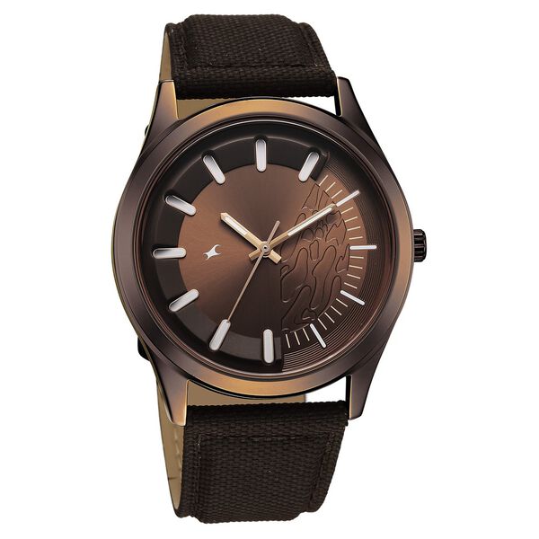 Fastrack Wild Quartz Analog Brown Dial Brown Leather Strap Watch For Guys - image number 4