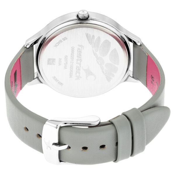 Fastrack Ruffles Quartz Analog with Day and Date Grey Dial Leather Strap Watch for Girls - image number 5