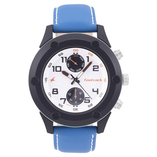 Fastrack Modular Quartz Analog White Dial Leather Strap Watch for Guys - image number 1