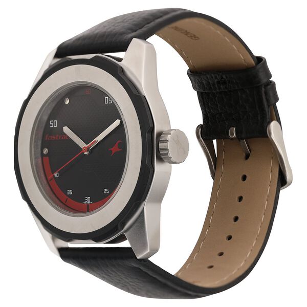 Fastrack Quartz Analog Black Dial Leather Strap Watch for Guys - image number 2