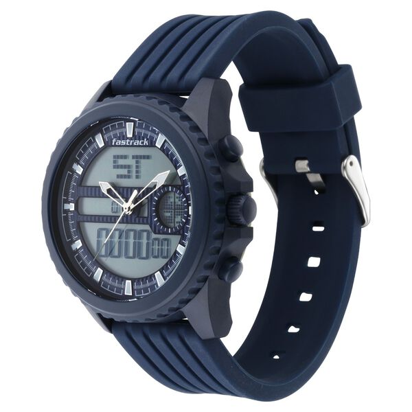 Fastrack Streetwear Quartz Analog Digital Blue Dial PU Strap Watch for Guys - image number 2