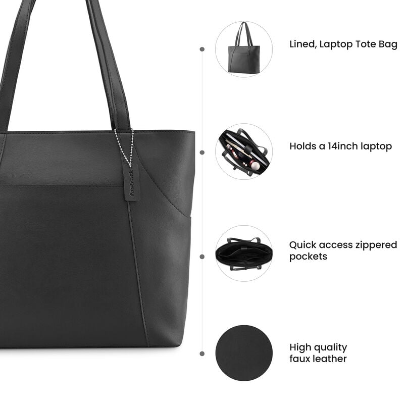Buy Online Fastrack Black Laptop Tote Bag for Women