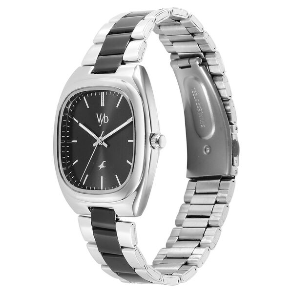 Fastrack Vyb Aviator Quartz Analog Black Dial Two Toned Metal Strap Watch For Guys - image number 3