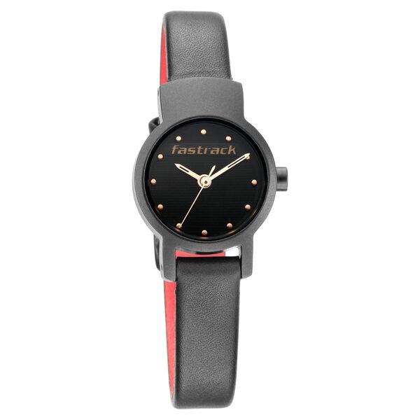 Fastrack Hitlist Quartz Analog with Date Black Dial Leather Strap Watch for Girls - image number 0