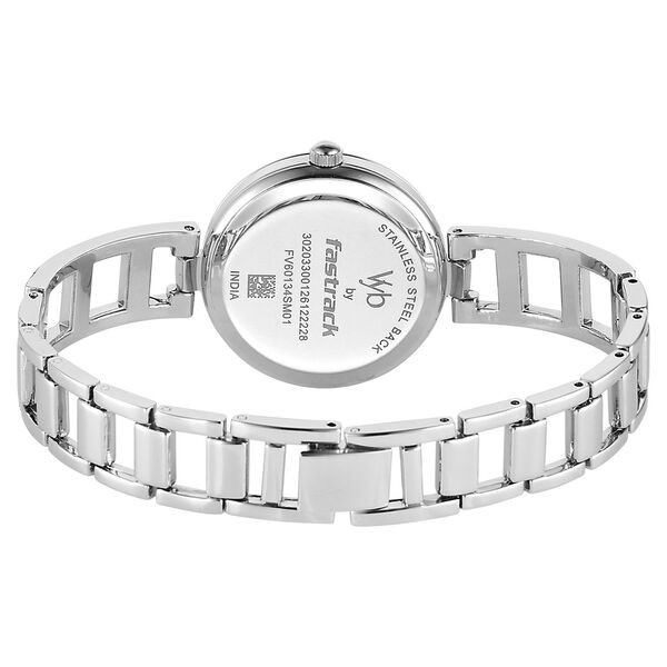 Vyb Seeker By Fastrack Quartz Analog Purple Dial Silver Metal Strap Watch For Girls - image number 5