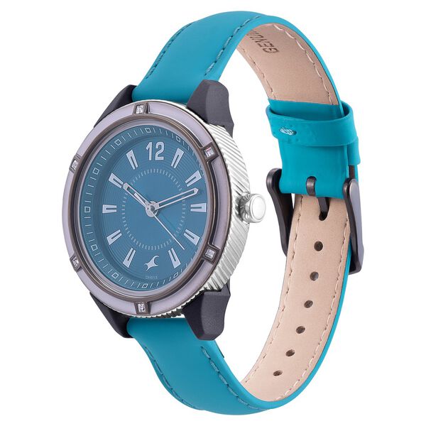 Fastrack Quartz Analog Blue Dial Leather Strap Watch for Girls - image number 2