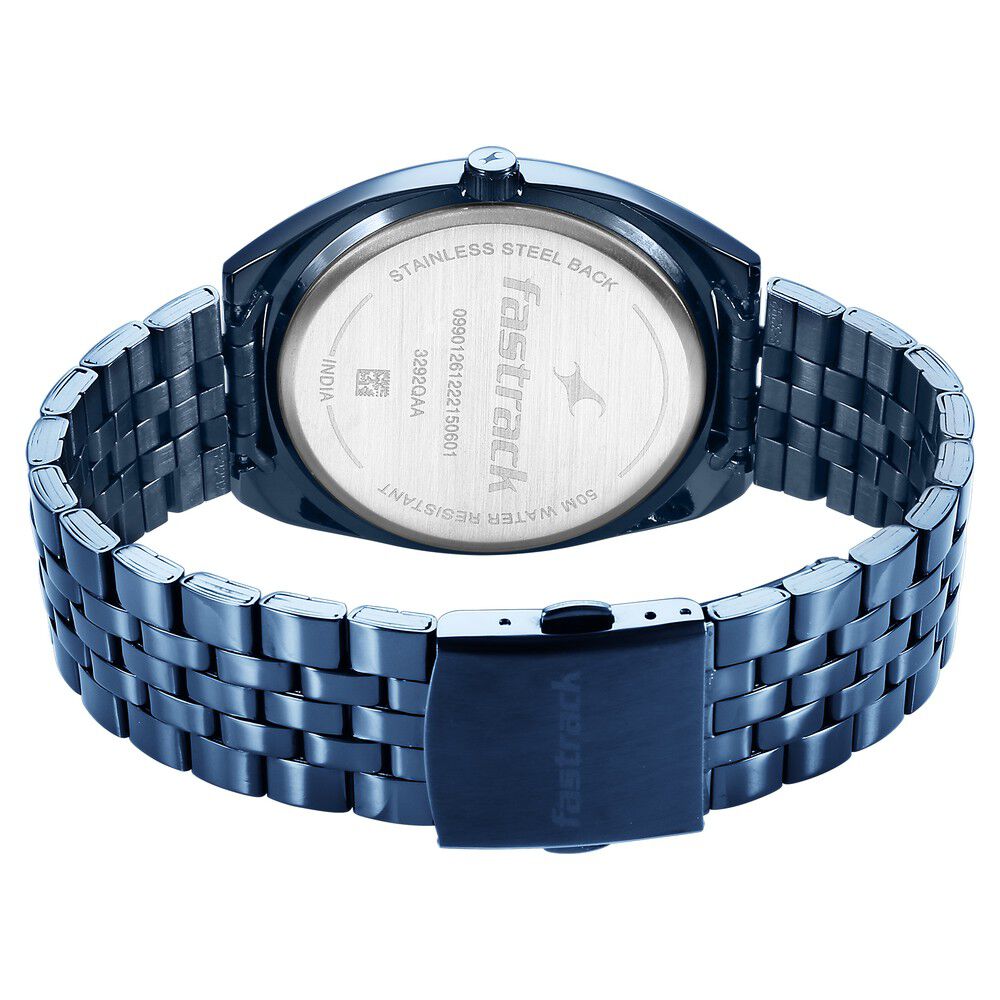 Buy Online Fastrack Snob X Blue Dial Metal Strap Watch for Guys ns3292qm01 Fastrack