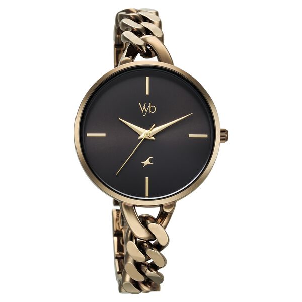 Vyb Spotlight By Fastrack Quartz Analog Black Dial Metal Strap Watch For Girls - image number 1