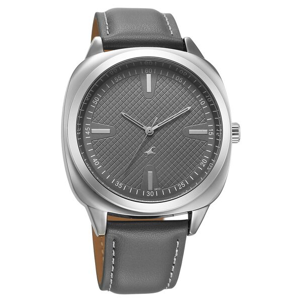 Fastrack Stunners X Quartz Analog Grey Dial Leather Strap Watch For Guys - image number 1