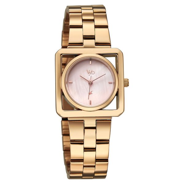 Vyb Manifester By Fastrack Quartz Analog Rose Gold Mother Of Pearl Dial Rose Gold Stainless Steel Strap Watch For Girls - image number 2