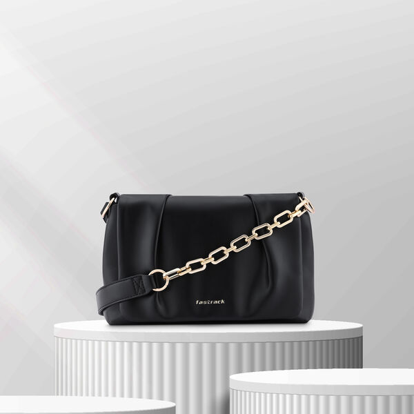 Fastrack Pleated Shoulder Bag with Chain Detailing Sling in Black - image number 0